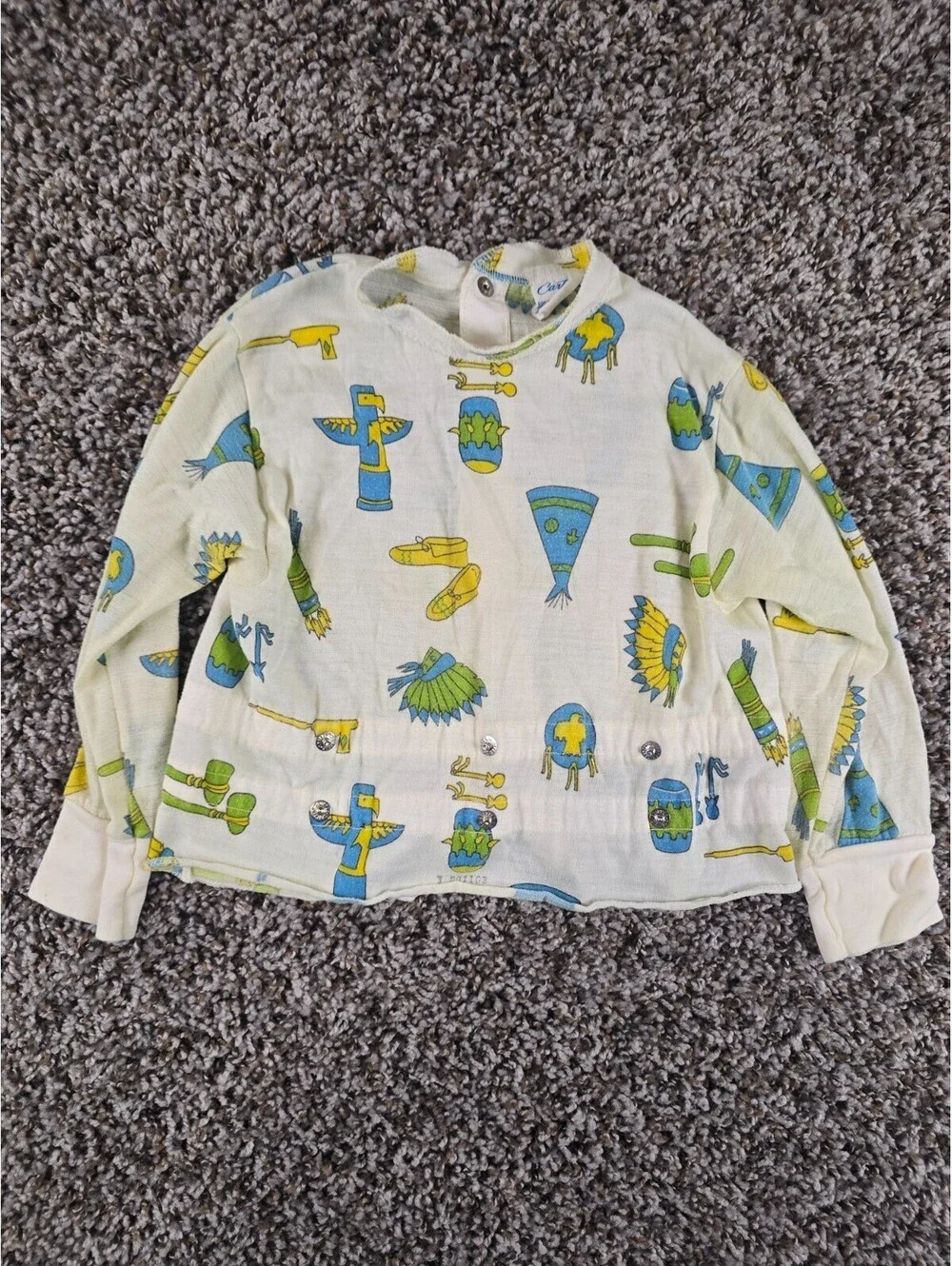 Vintage Retro Carters Boys Sz 4 Pajama Top Pants Set Native American Print